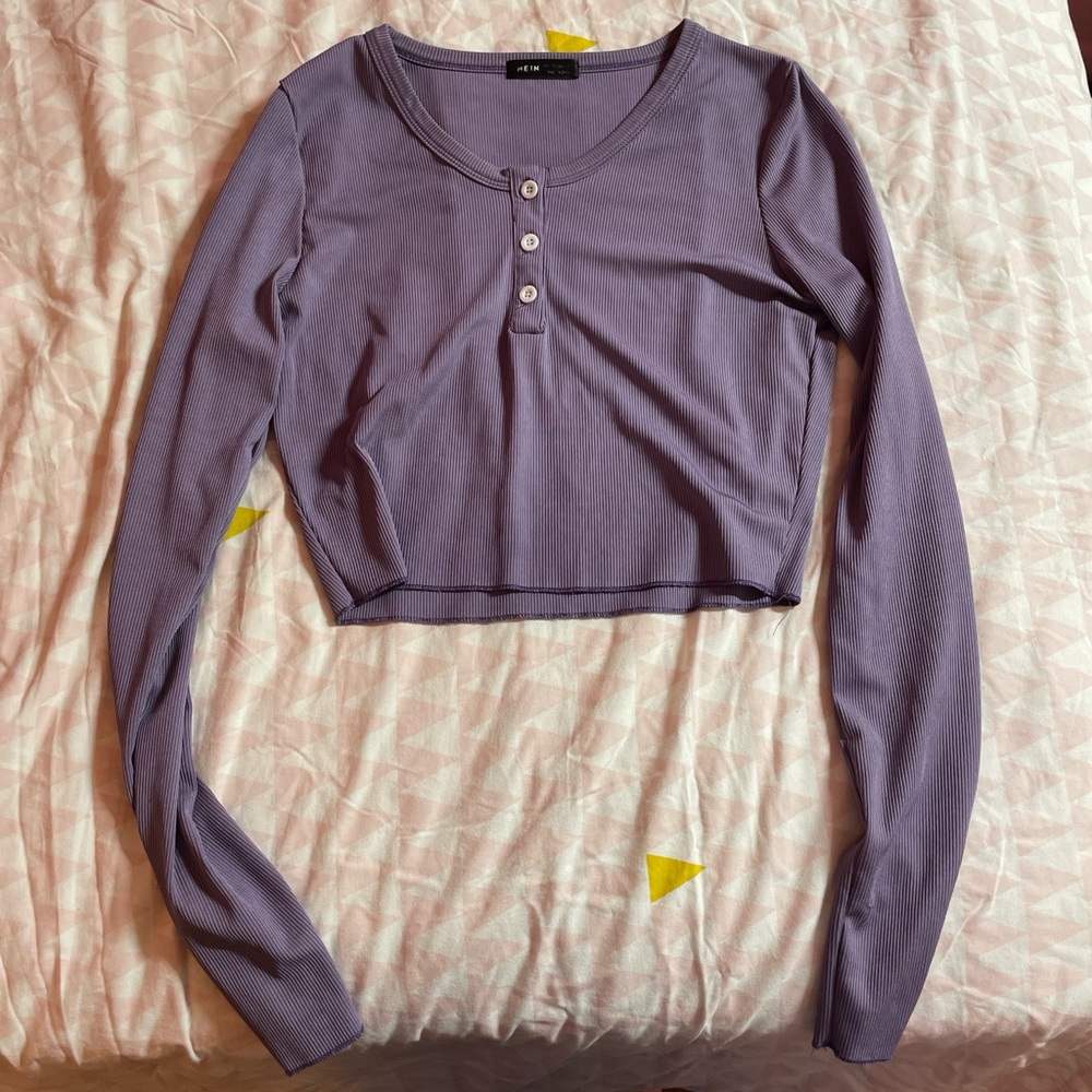 cropped purple long sleeve